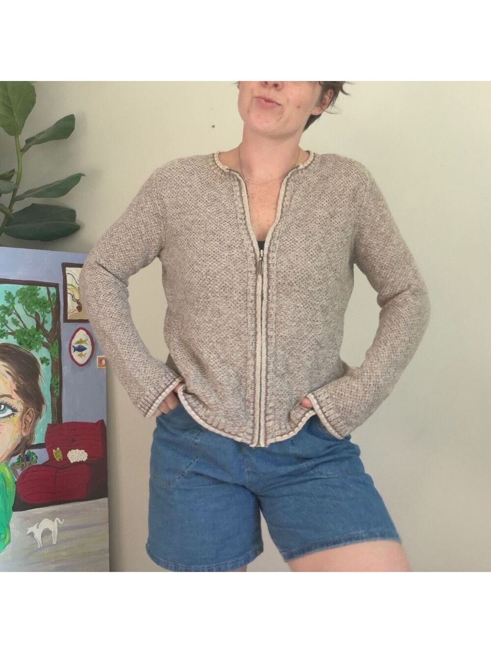 Vintage sweater jacket tan